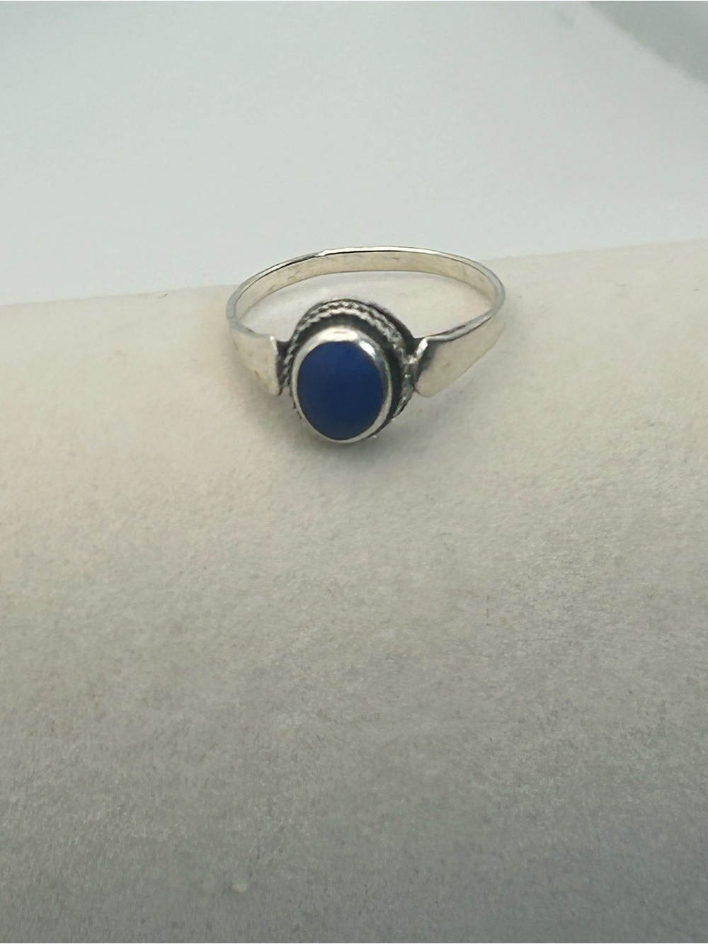 Sterling Silver Blue Lapis Ring Size 7.5 Stamped 925 Oval Stone - Picture 4 of 10